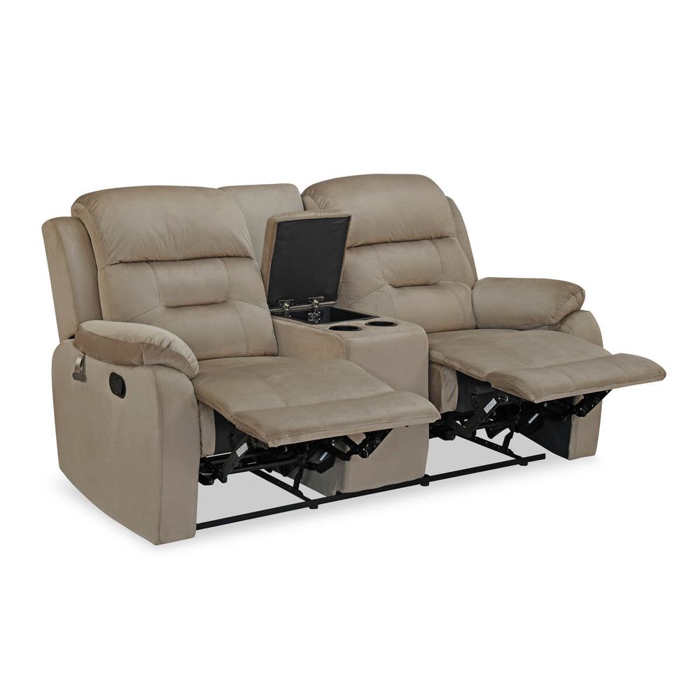 Rosia 2 Seater Recliner Sofa with Console- Light Brown