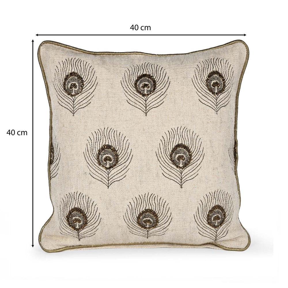 Multi Moorpank Pattern Fabric Cushion Cover- Beige and Gold