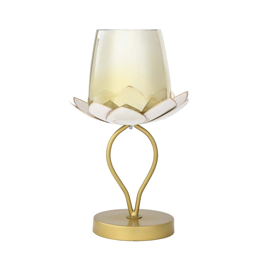 Decorative Lotus Candle Holder Small- Gold