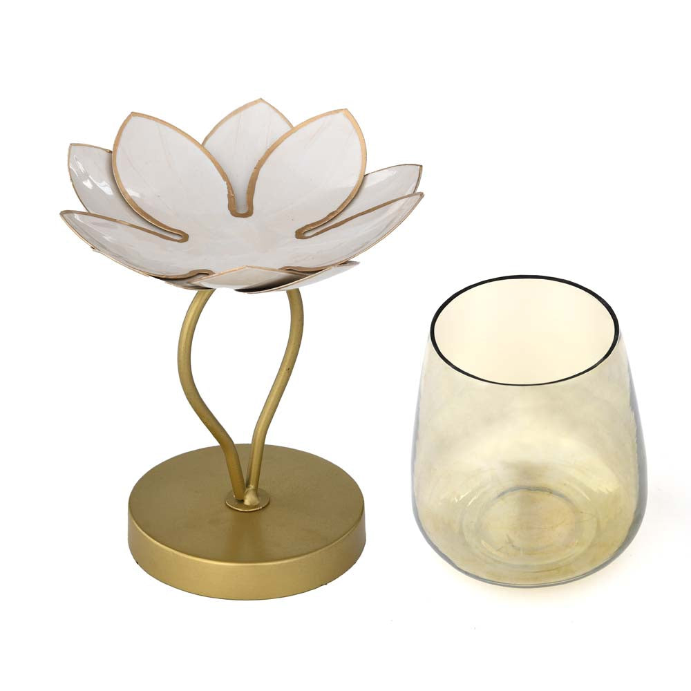 Decorative Lotus Candle Holder Small- Gold