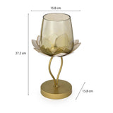 Decorative Lotus Candle Holder Small- Gold