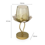 Decorative Lotus Candle Holder Small- Gold