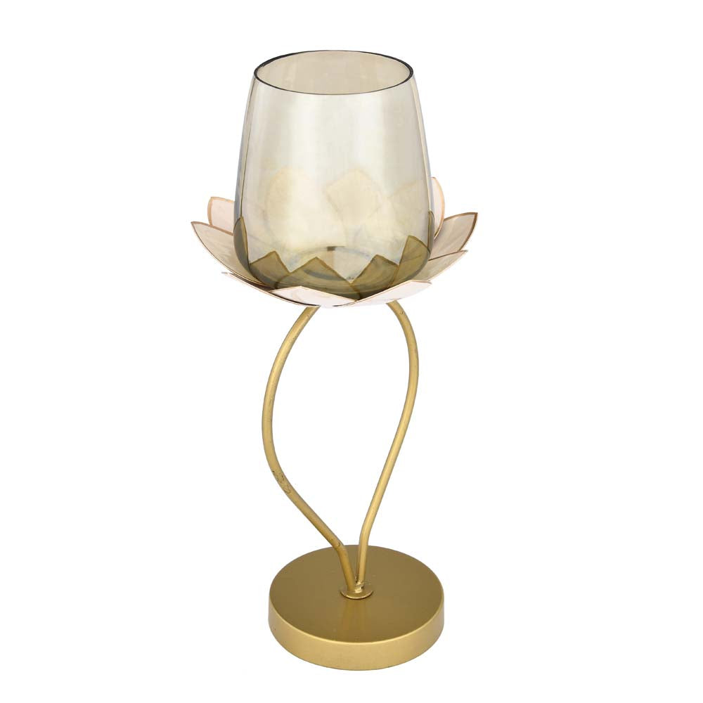 Decorative Lotus Candle Holder Large- Gold