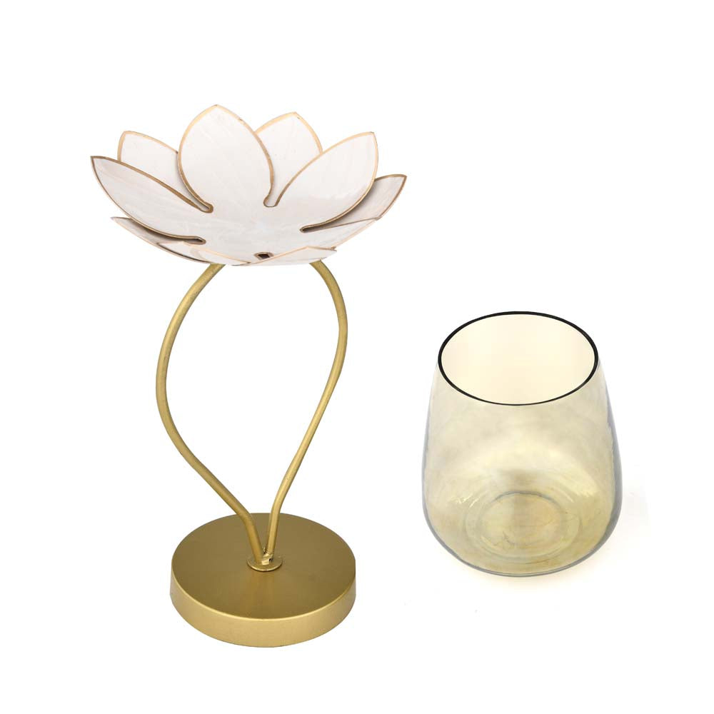 Decorative Lotus Candle Holder Large- Gold