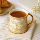 Abstract Design Porcelain Coffee Mug- White and Gold