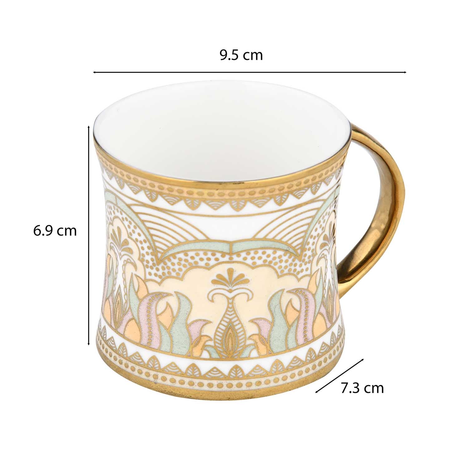 Abstract Design Porcelain Coffee Mug- White and Gold