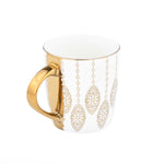 Printed Design Porcelain Coffee Mug- White and Gold