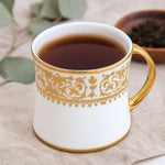 Floral Design Porcelain Coffee Mug- White and Gold