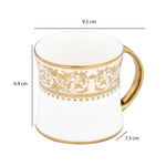 Floral Design Porcelain Coffee Mug- White and Gold