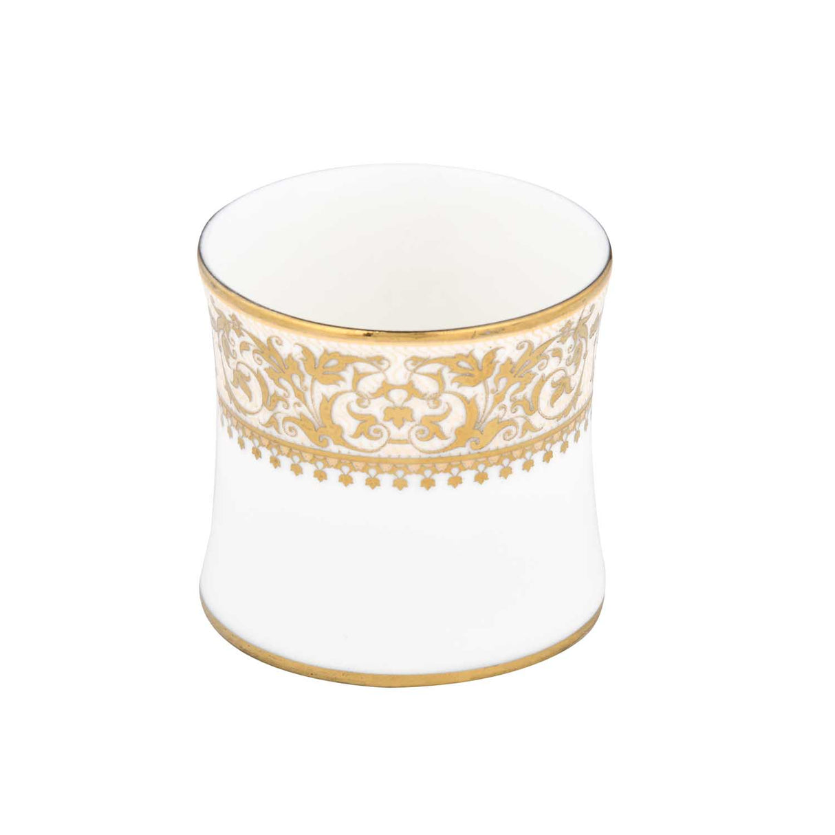 Floral Design Porcelain Coffee Mug- White and Gold
