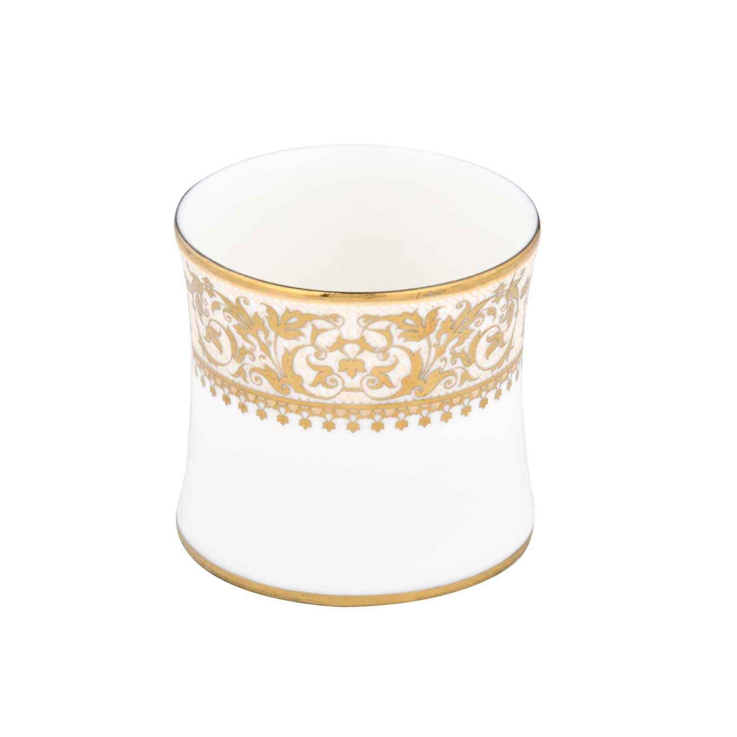 Floral Design Porcelain Coffee Mug- White and Gold