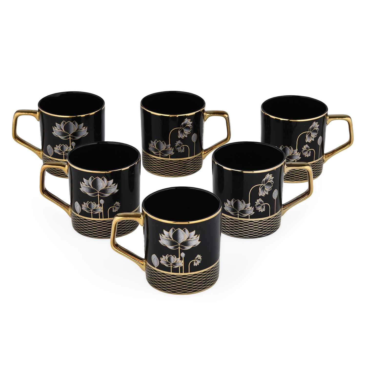 Porcelain Coffee Mug Set of 6- Black