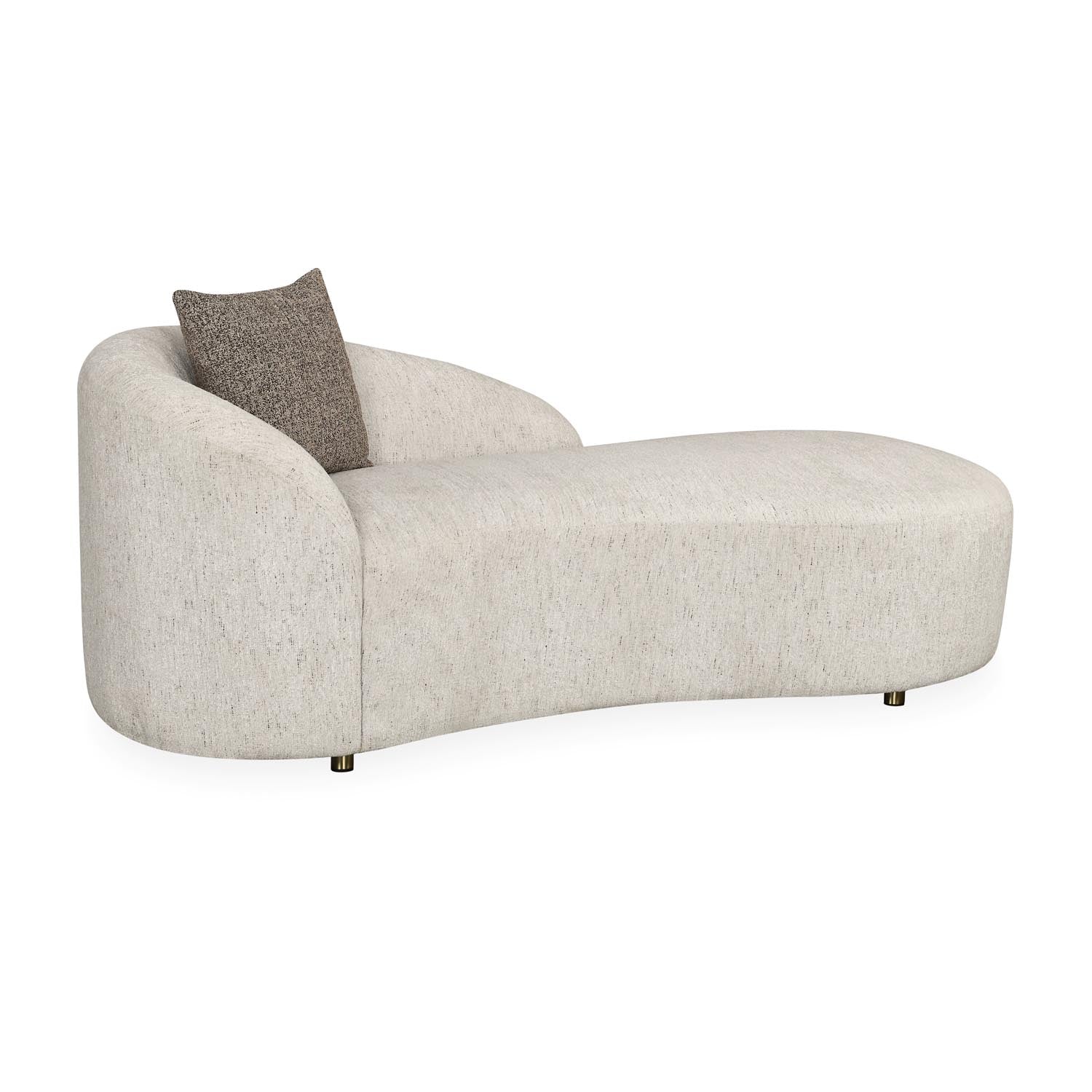 Giorgio Left Chaise Lounge Textured Fabric Sofa- Ivory