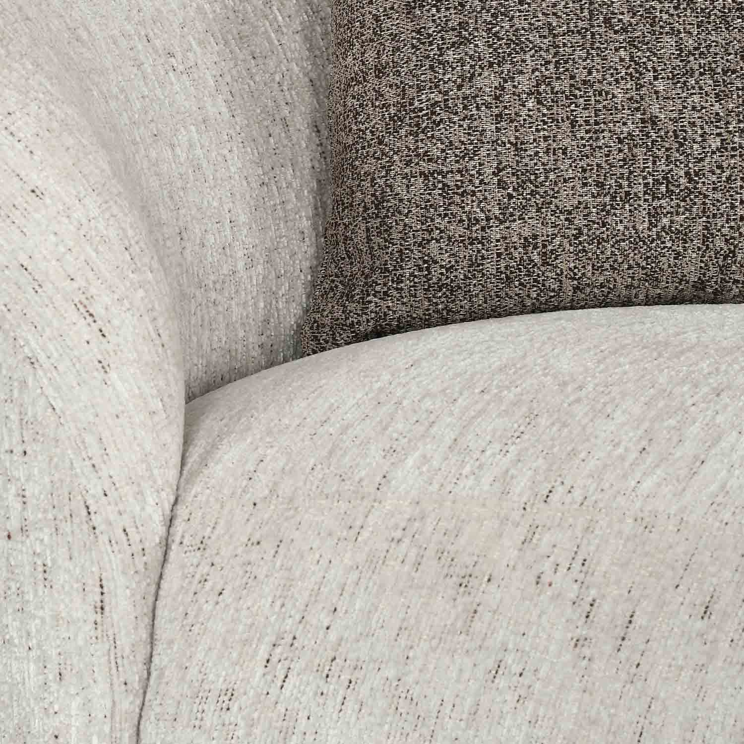 Giorgio Left Chaise Lounge Textured Fabric Sofa- Ivory