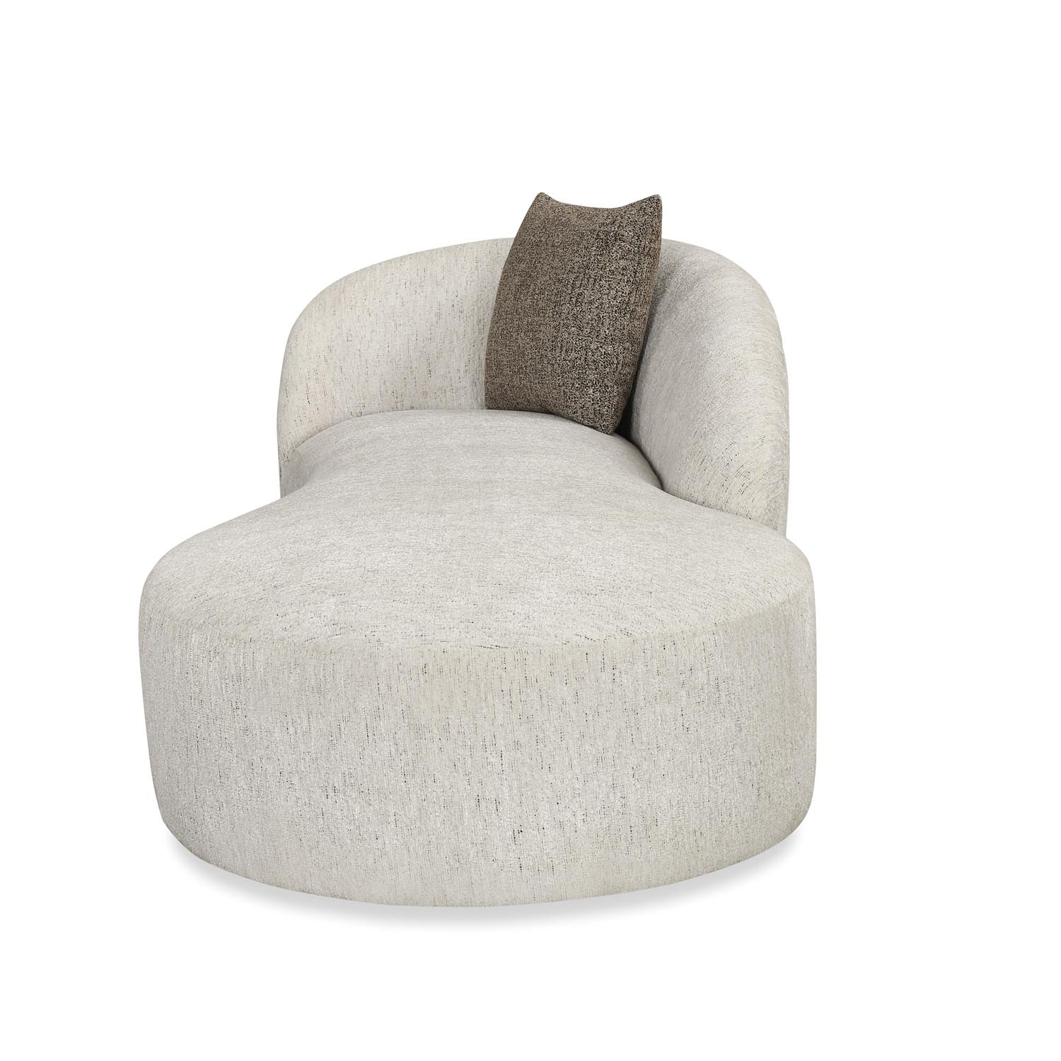 Giorgio Left Chaise Lounge Textured Fabric Sofa- Ivory