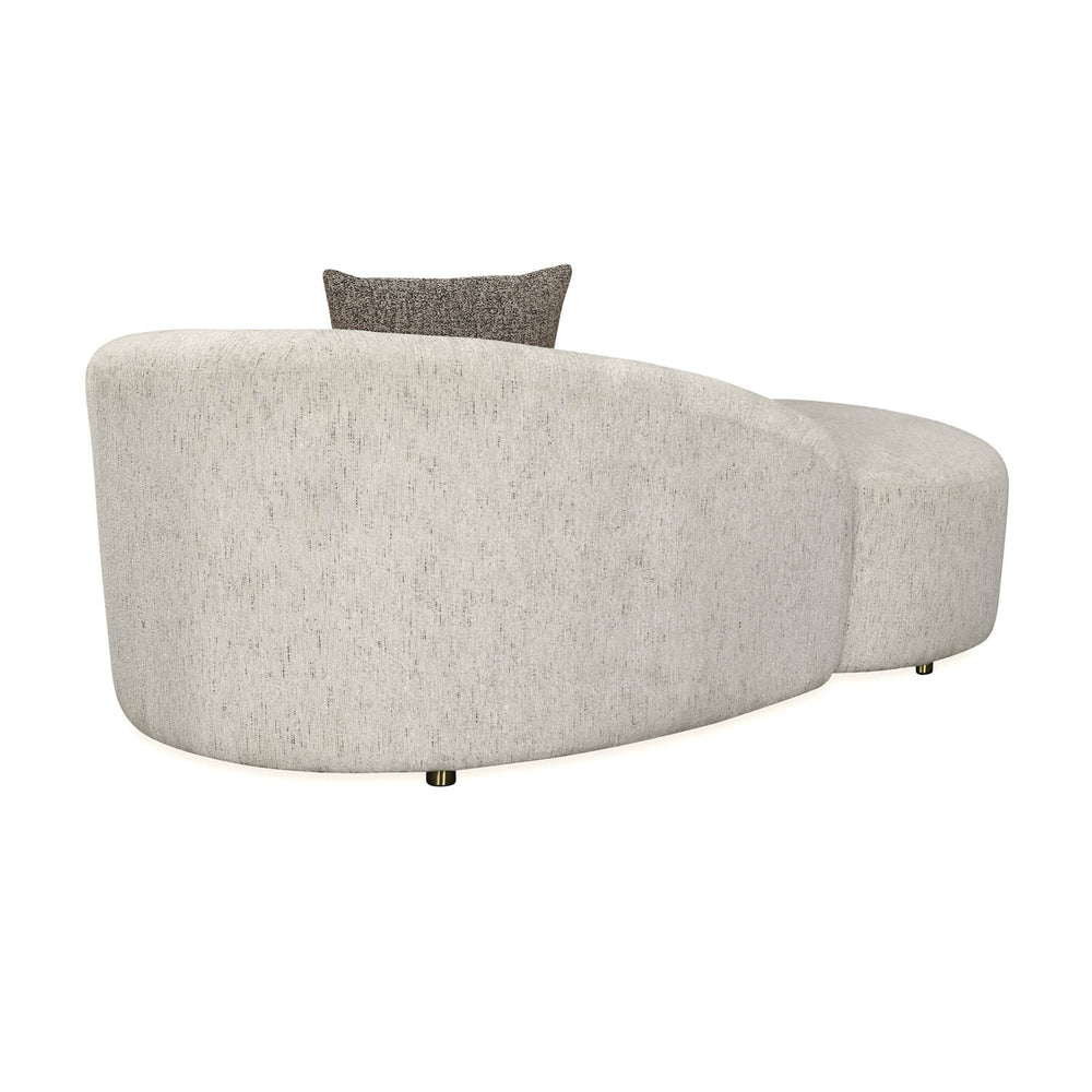 Giorgio Right Chaise Lounge Textured Fabric Sofa- Ivory
