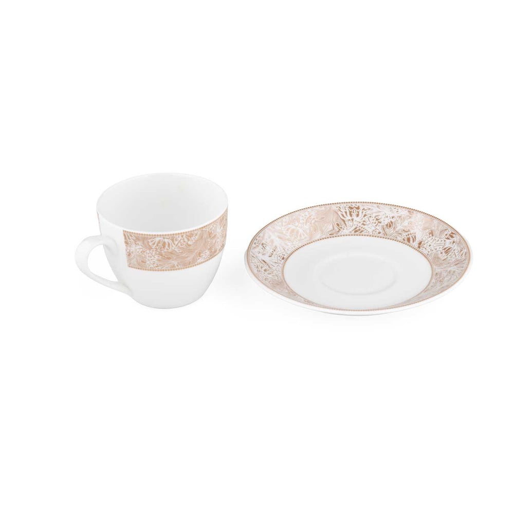 Porcelain Cup and Saucer Set of 6- White