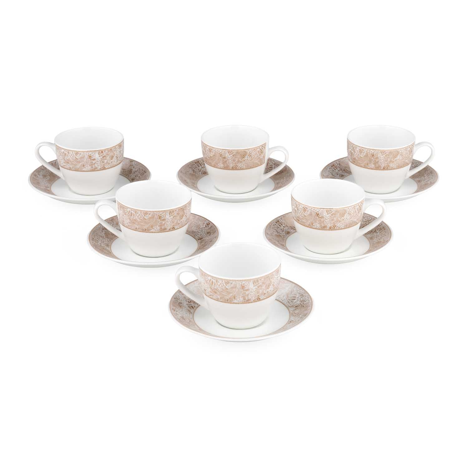 Porcelain Cup and Saucer Set of 6- White