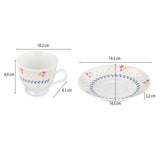 Porcelain Cup and Saucer Set of 6- Multicolor