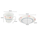 Porcelain Cup and Saucer Set of 6- Multicolor