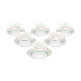 Porcelain Cup and Saucer Set of 6- Multicolor