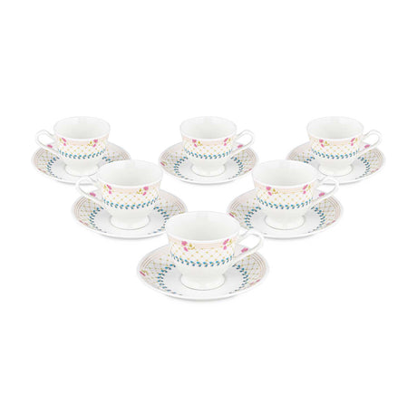 Porcelain Cup and Saucer Set of 6- Multicolor