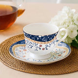 Porcelain Cup and Saucer Set of 6- White and Blue