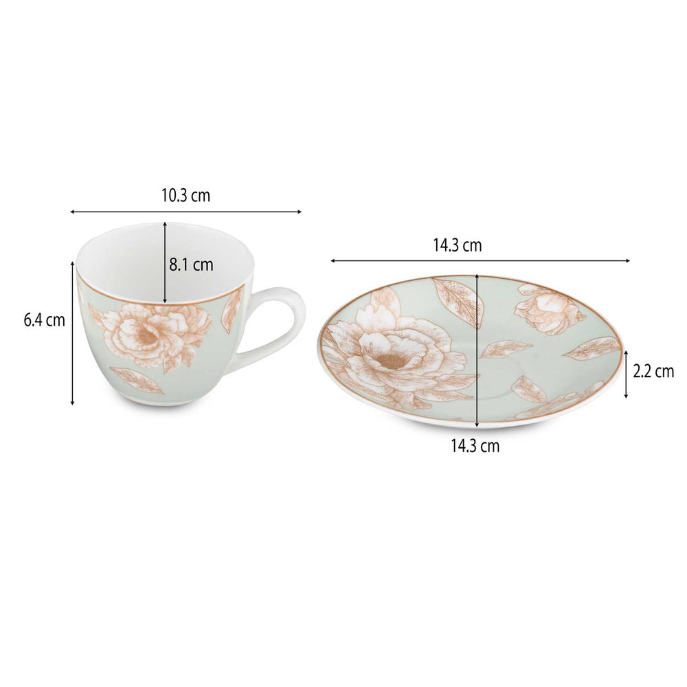 Porcelain Cup and Saucer Set of 6- Cream