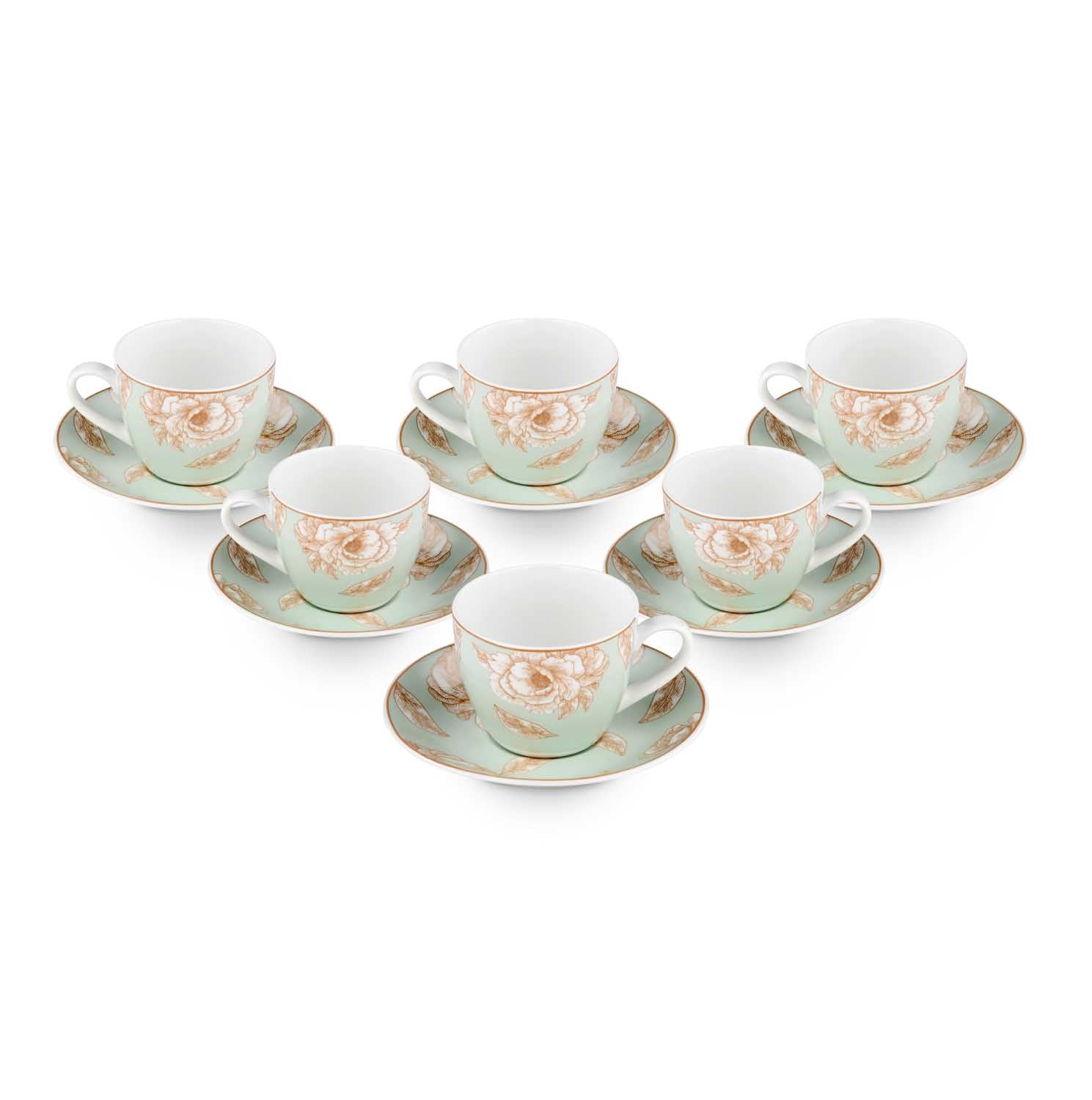 Porcelain Cup and Saucer Set of 6- Cream