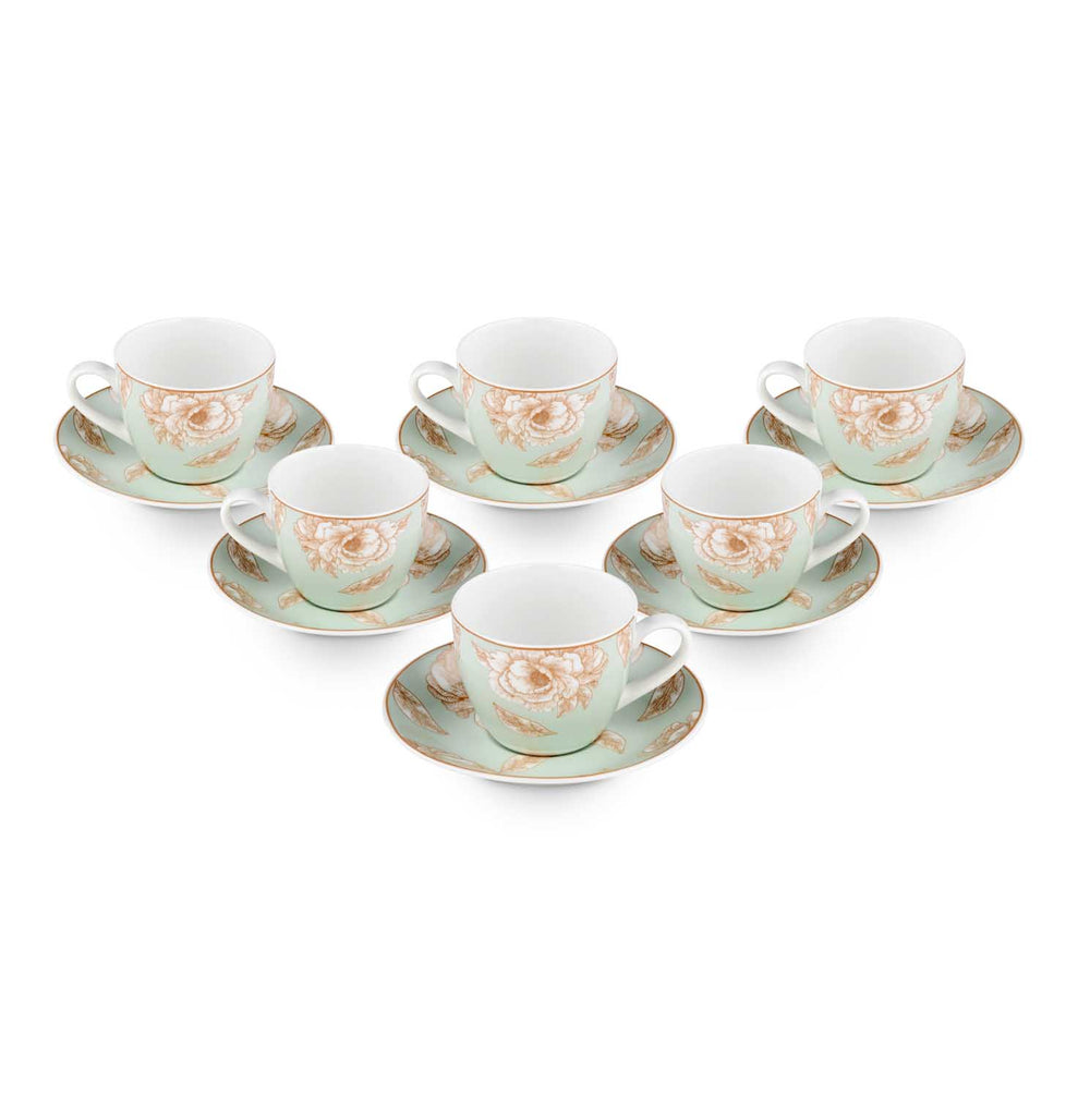 Porcelain Cup and Saucer Set of 6- Cream