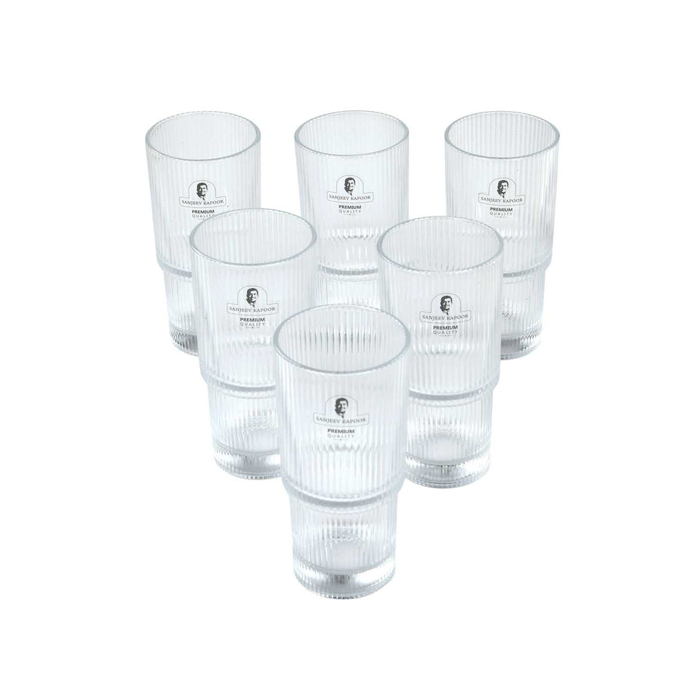 Stackable 300 ml Water Glass Set of 6- Transparent