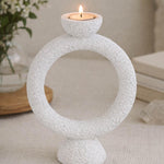 Polyresin Ring Holder Candle Holder Small- Beige