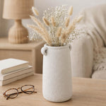 Decorative Trapeze Stoneware Vase Small- Beige