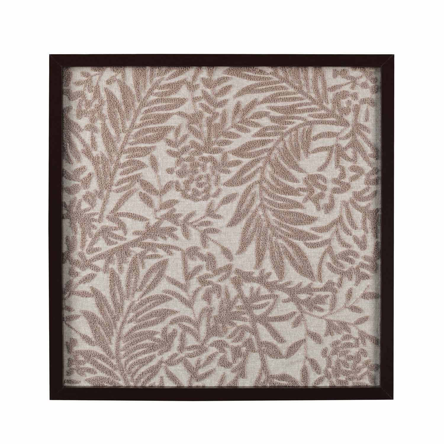 Autumn Leafy Embroidered Wall Art (Beige)