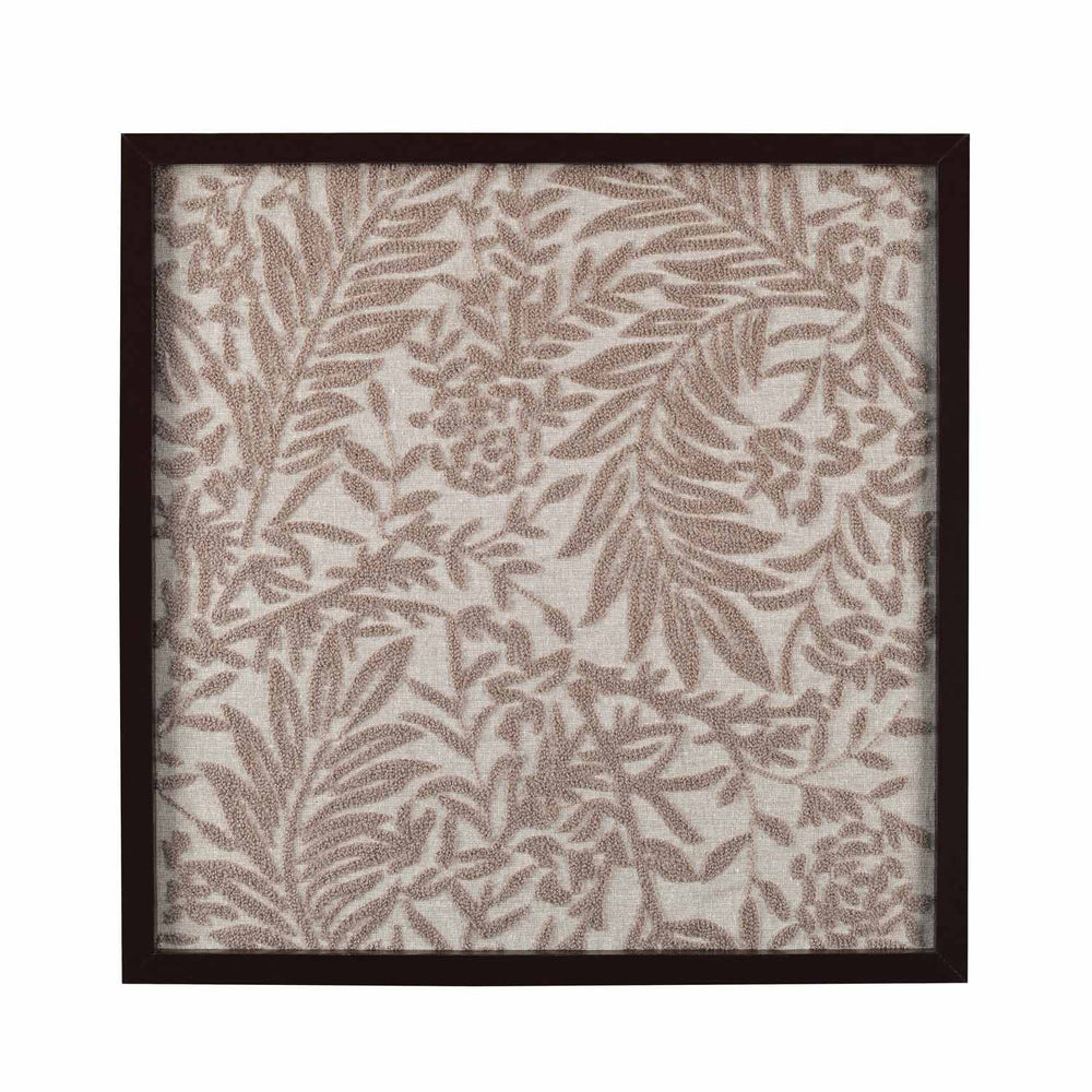 Autumn Leafy Embroidered Wall Art (Beige)