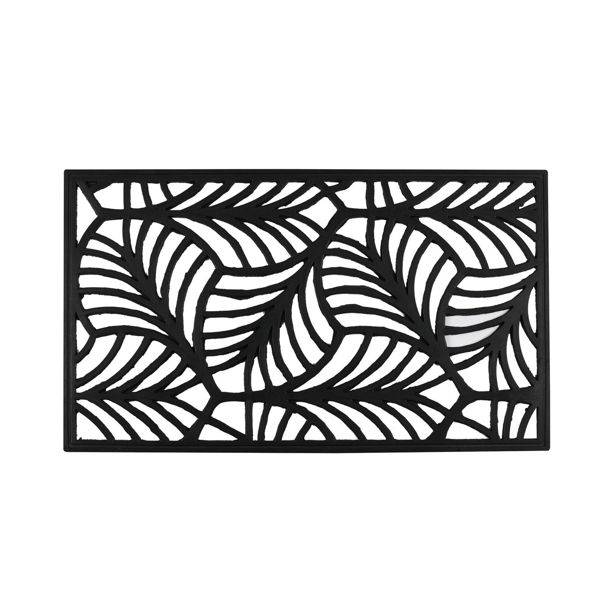 Leaf Design Rubber 18" x 30" Door Mat (Black)