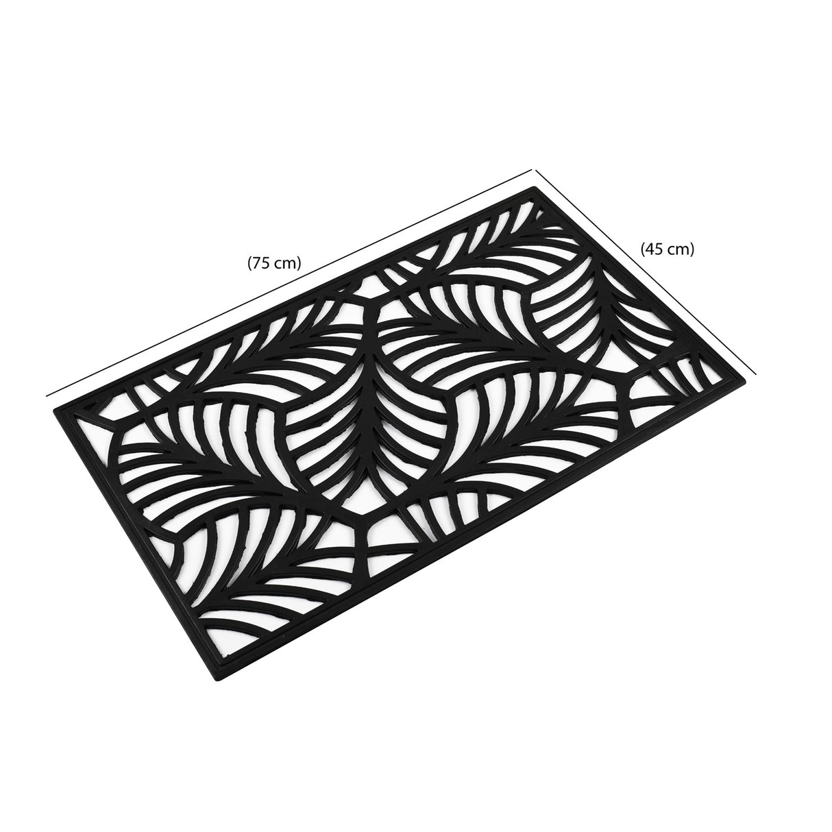 Leaf Design Rubber 18" x 30" Door Mat (Black)
