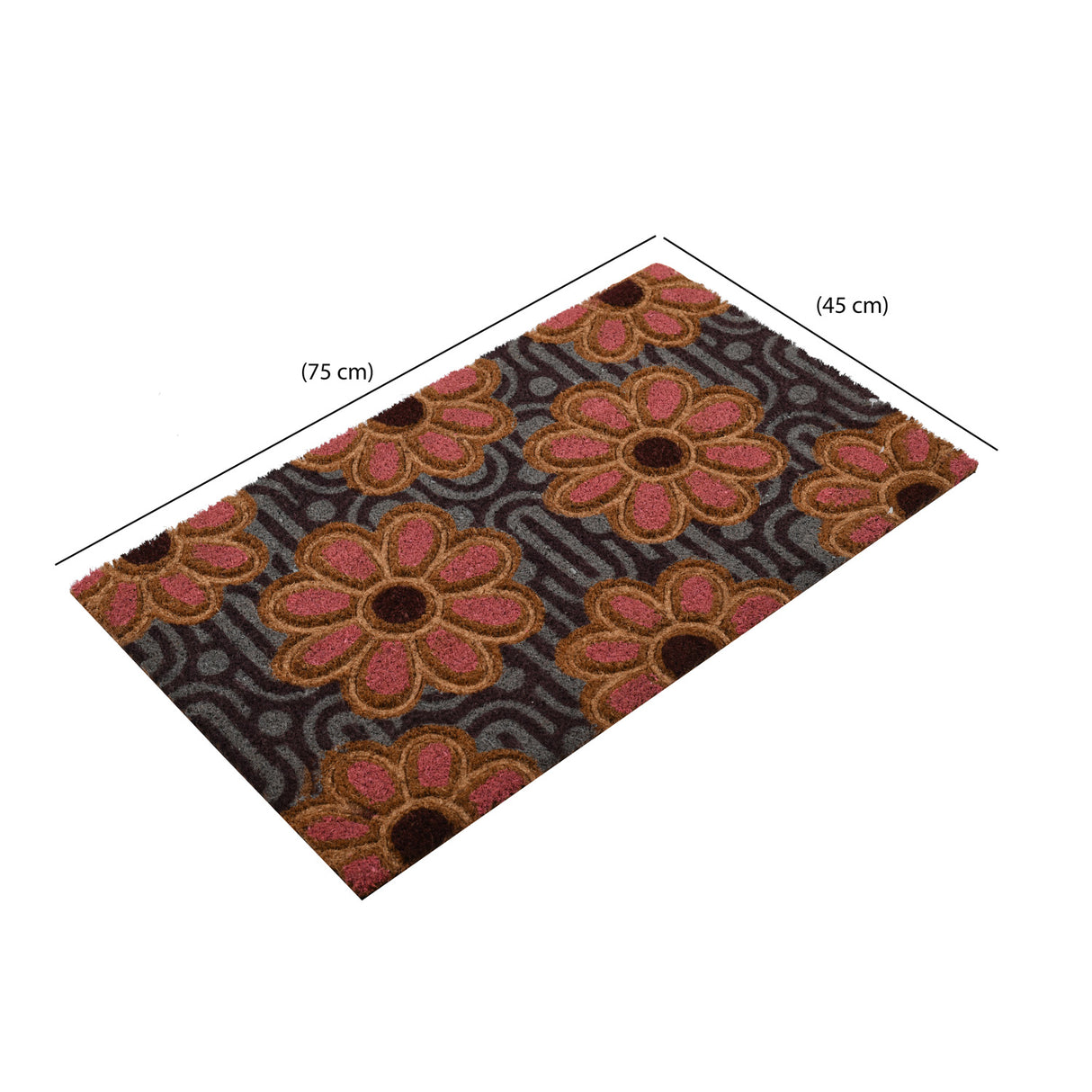 Floral Embossed PVC & Coir 18" x 30" Door Mat (Multicolor)
