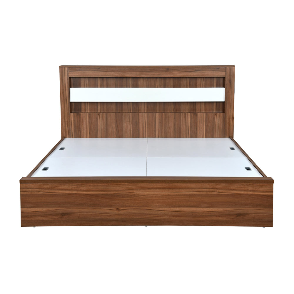 Magnus King Bed with Box Storage(Lyon Walnut)
