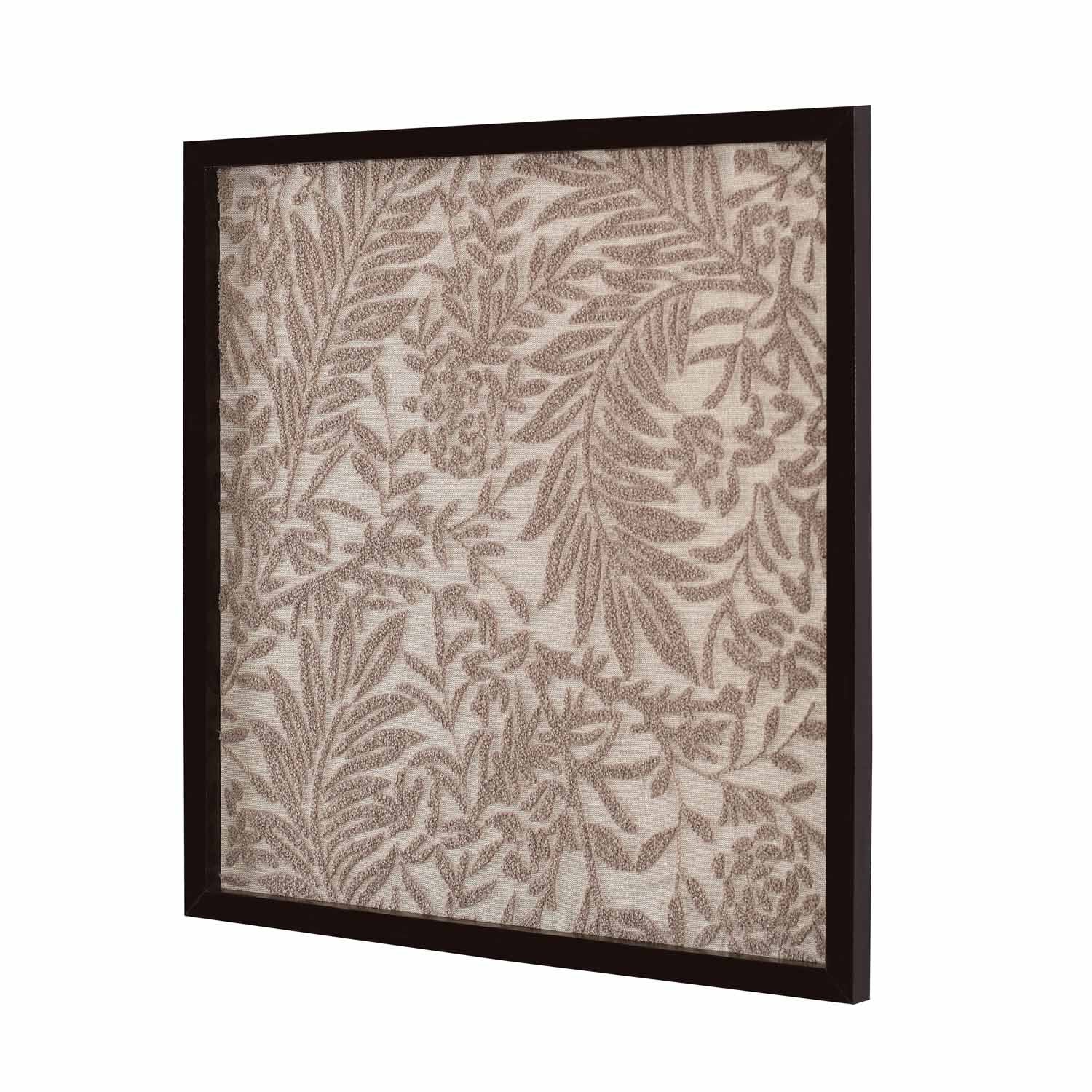 Autumn Leafy Embroidered Wall Art (Beige)