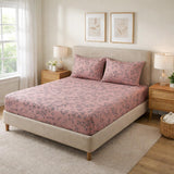 Petal Haze Polyester Queen Bedsheet with Pillow Covers- Multicolor