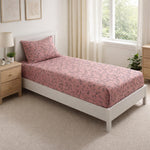 Petal Haze Polyester Single Bedsheet with Pillow Cover- Multicolor
