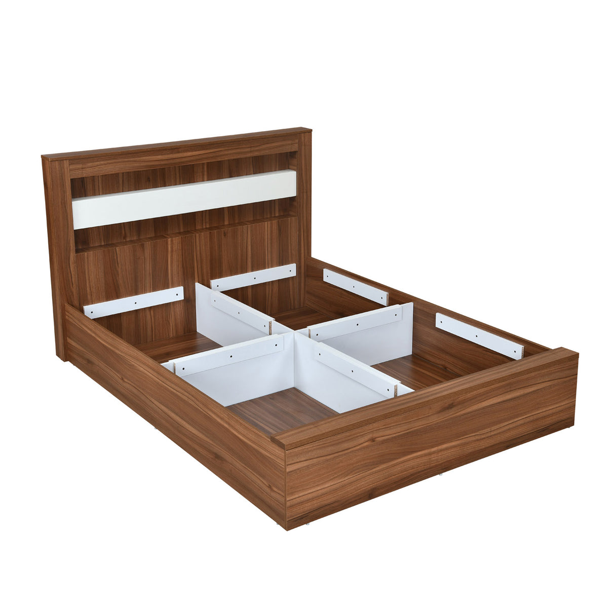 Magnus Queen Bed with Box Storage(Lyon Walnut)