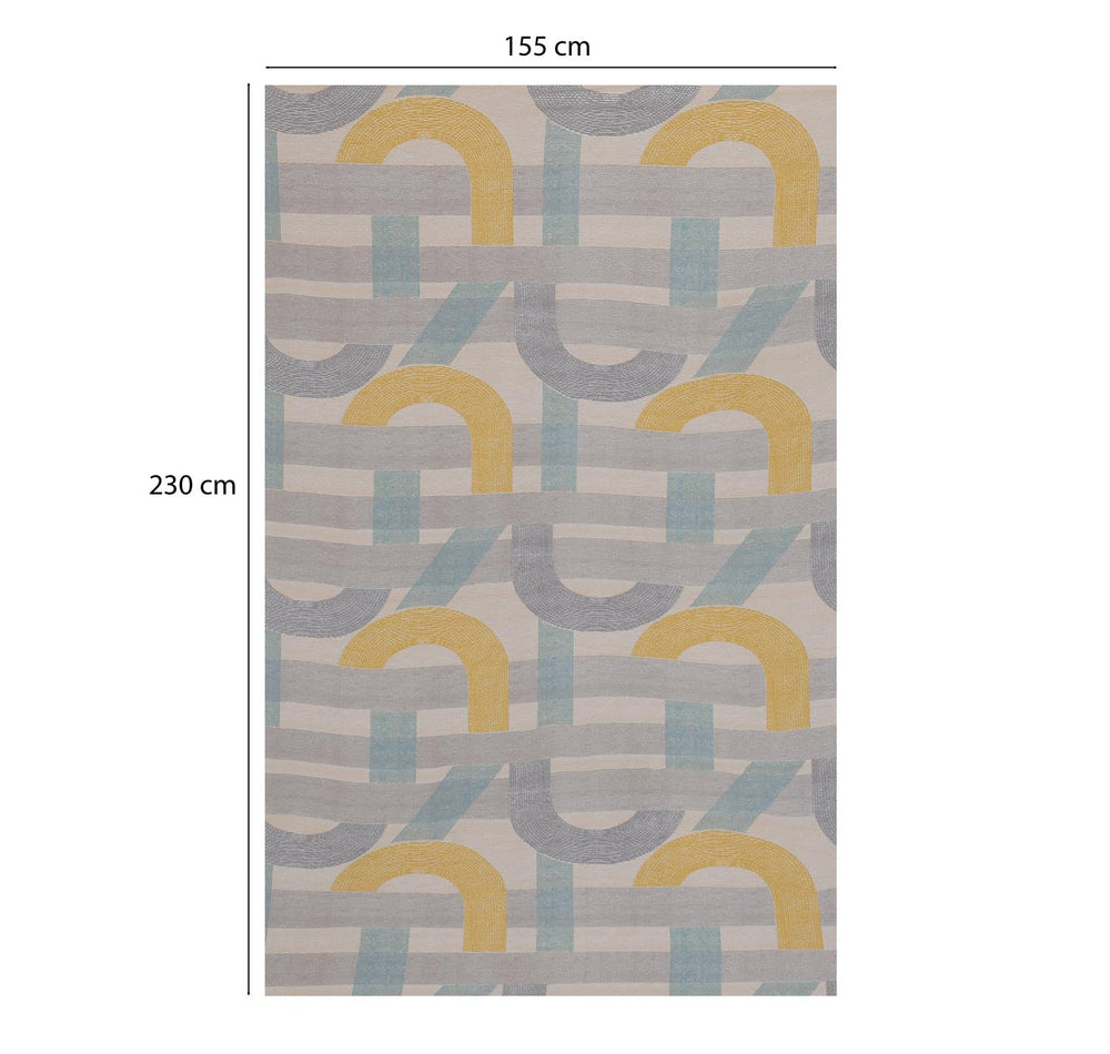 Geometric Arch Polyester Single Bedsheet with Pillow Cover- Multicolor