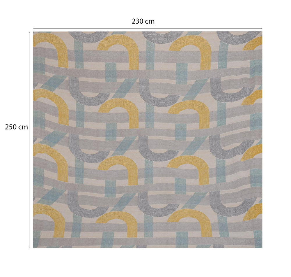 Geometric Arch Polyester Queen Bedsheet with Pillow Covers- Multicolor