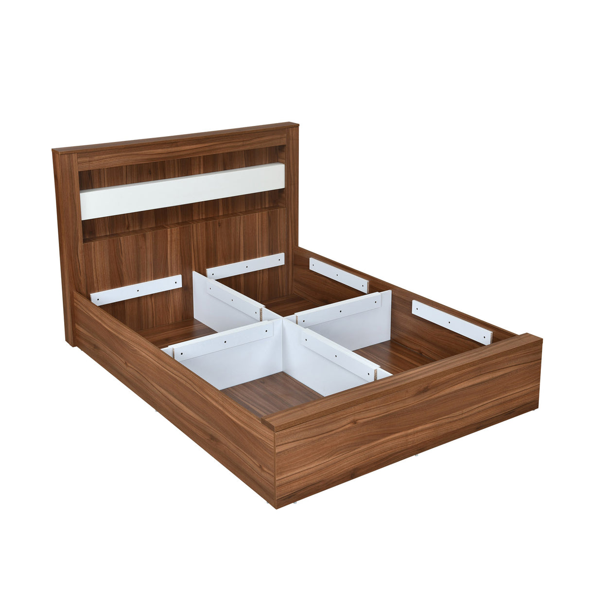 Magnus Queen Bed with Box Storage(Lyon Walnut)