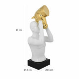 Man and Horse Ceramic & MDF Showpiece- White & Gold