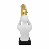 Man and Horse Ceramic & MDF Showpiece- White & Gold