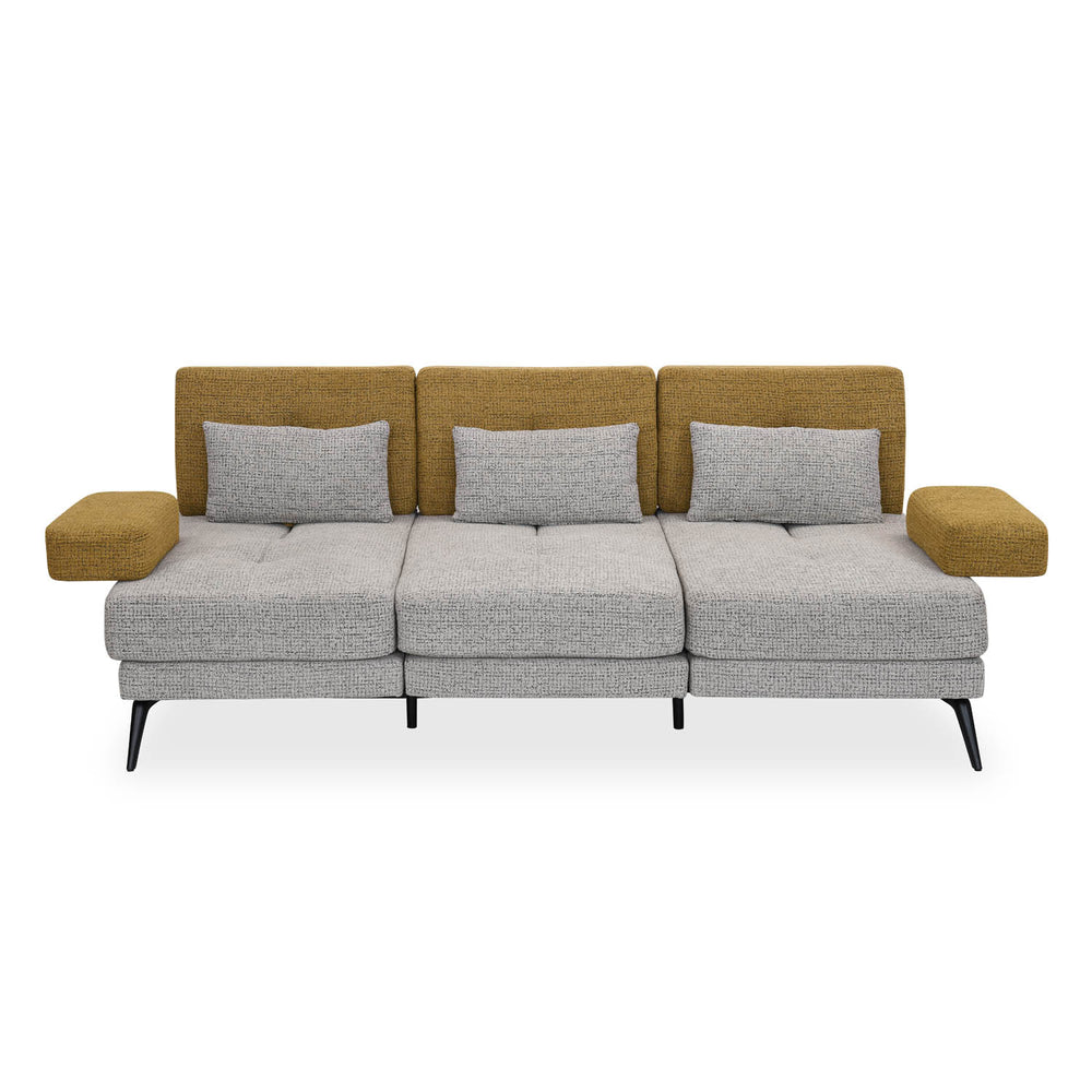 Nocta 3 Seater Fabric Sofa- Mustard and Grey