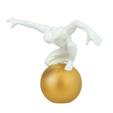 Human on Golden Sphere Decorative Showpiece- White and Gold